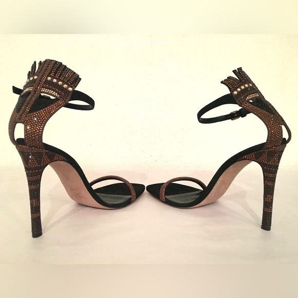 BNIB VALENTINO GLAM MASK TRIBE SUEDE CRYSTAL HEEL SANDAL SIZE Size 40 - Picture 10 of 12